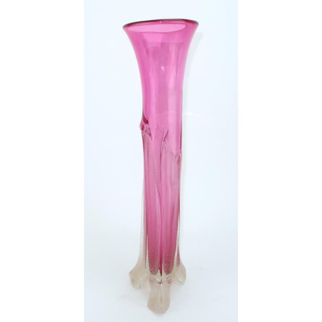 Neal Drobnis Sand Cast Magenta Art Glass Vase, 1997 For Sale - Image 9 of 18