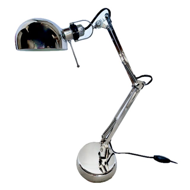 Vintage chrome industrial desk lamp with rotating lamp and armature. Fully adjustable. No maker's marks.