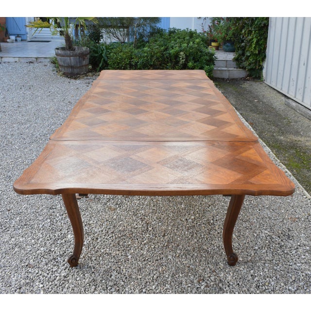 French Oak Parquetry Top Dining Table, 1890s For Sale - Image 6 of 18