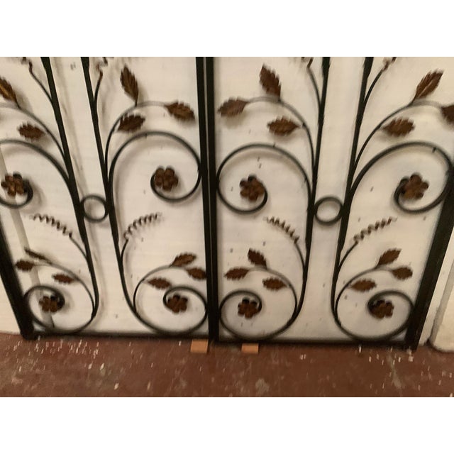 Brown Interior Partition with Double Doors in Patinated Wrought Iron For Sale - Image 8 of 10