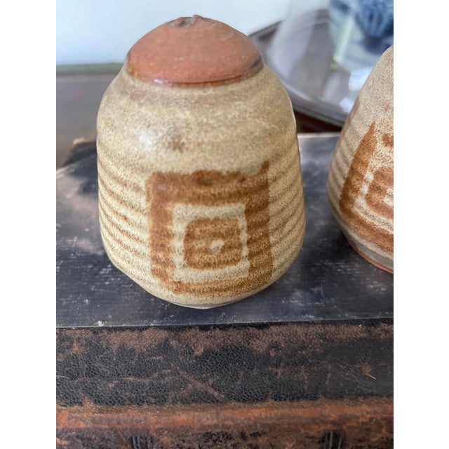 Modern 1980s Pair of Studio Pottery Salt and Pepper Shakers For Sale - Image 3 of 9