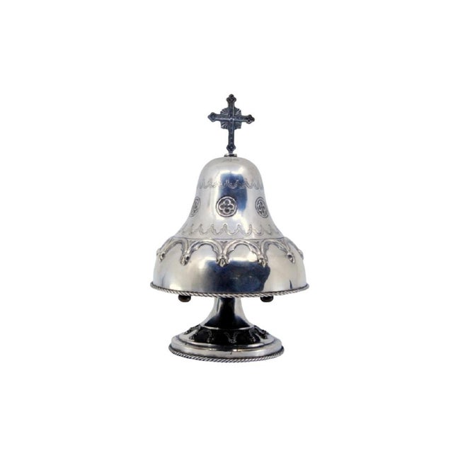 Silver Altar Bell with Bows, Ropes and Cross with Interior Mechanism For Sale - Image 10 of 10