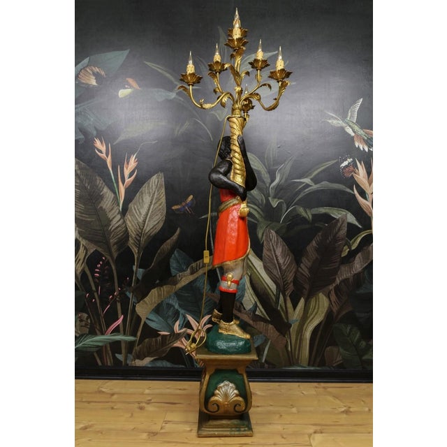 Italian Venetian Style Carved Wood Figural Torchère Floor Lamp, 1970s For Sale - Image 15 of 18