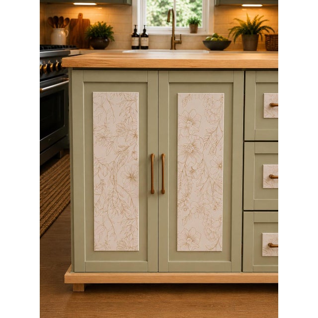 Sage Green Expandable Kitchen Island & Storage Cabinet – Custom Refinished by Artera For Sale - Image 4 of 11