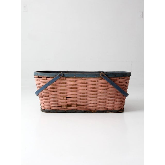 Farmhouse Antique American Splint Weave Gathering Basket For Sale - Image 3 of 15