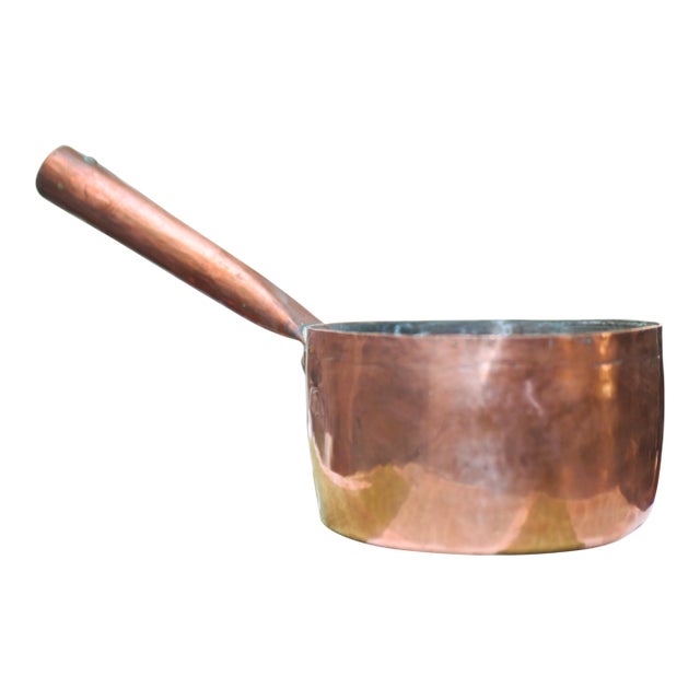 Vintage Copper French Saucepan Large MidCentury Pot For Sale