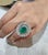 Natural Zambian Emerald Ring with 6.30 Cts and 3.11 Cts Diamond Pears in 14k For Sale In New York - Image 6 of 6