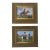 Pair of Small Western Cowboy & Horse Paintings in Ornate Gold Wood Frames - Unsigned Unknown Artist For Sale