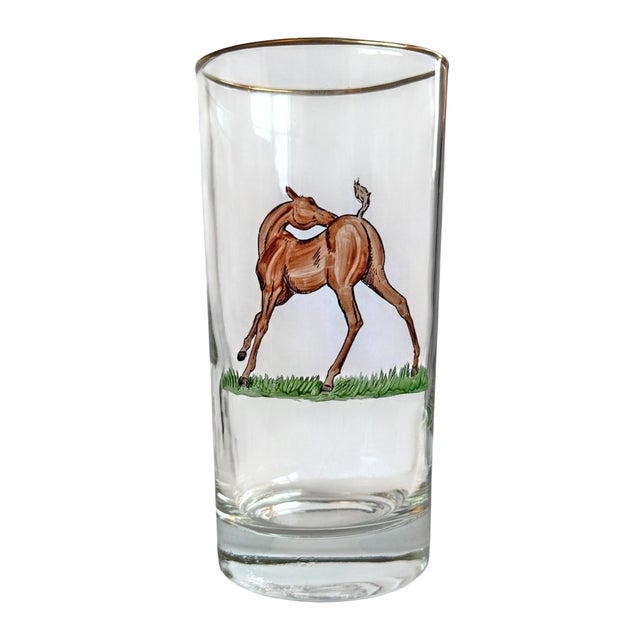 Set of Six Hand-Painted Horse Highball Glasses For Sale In Chicago - Image 6 of 12