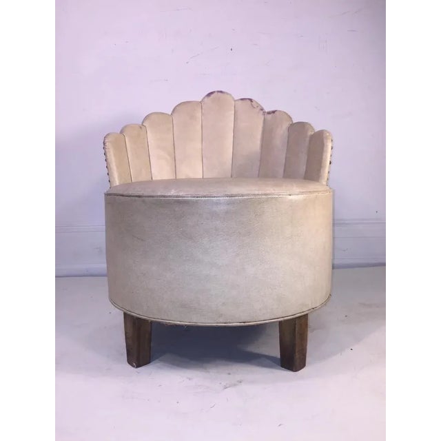 Gilbert Rohde Art Deco Modernist Peacock Back Upholstered Barrel Chair by Gilbert Rohde For Sale - Image 4 of 9