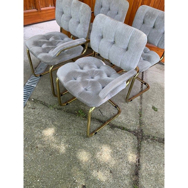 1970s Vintage Italian Dining Chairs in Brass, 1970s, Set of 4 For Sale - Image 5 of 15