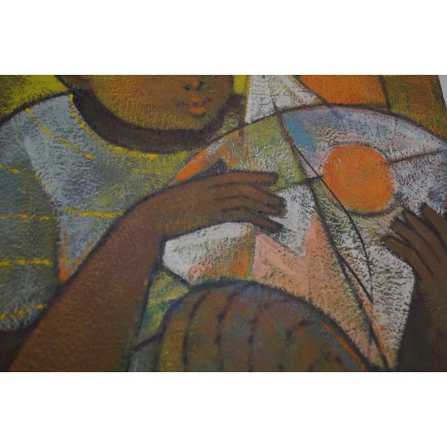 1950s Roger San Miguel Figurative Orange and Yellow Original Oil Painting For Sale - Image 11 of 13