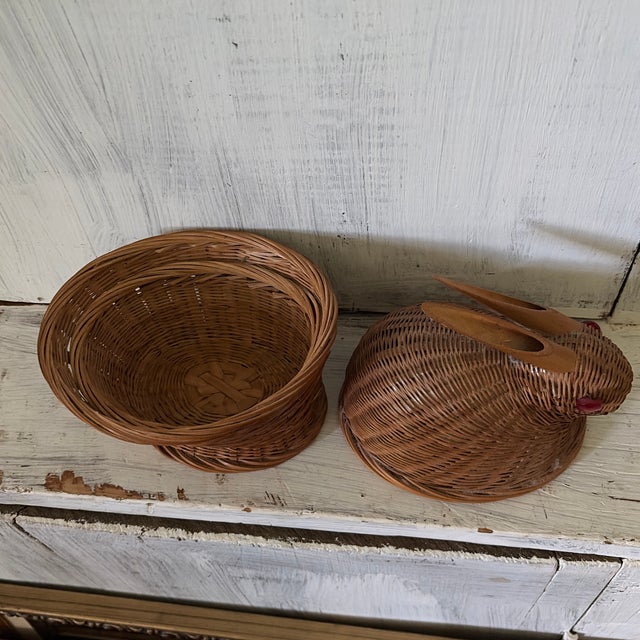 Rustic Vintage Wicker Rabbit For Sale - Image 3 of 9