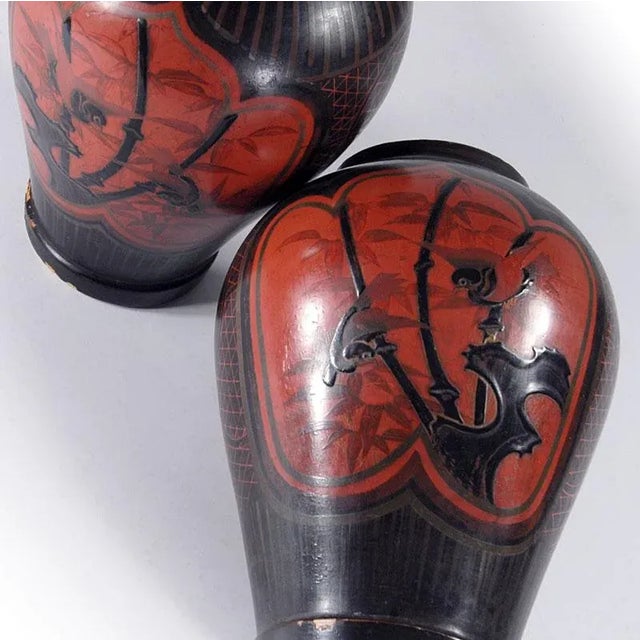 Large, very decorative vases made of ceramics. They are decorated with a slightly convex arita decoration and painted and...