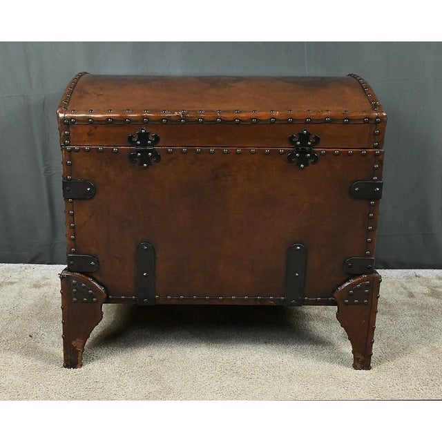 Vintage Studded Leather Trunk, 1950 For Sale - Image 12 of 18