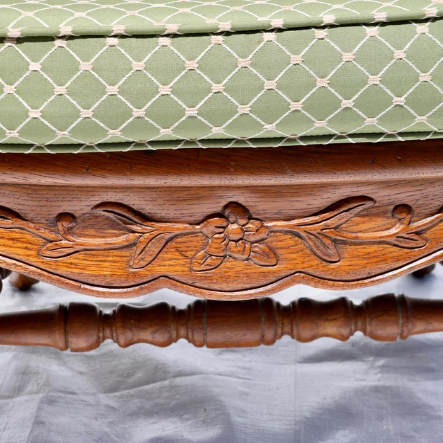 Wood Mid 20th Century Carved French Country Cane Barrel Armchairs With Green Cushions-Set of 4 For Sale - Image 7 of 16