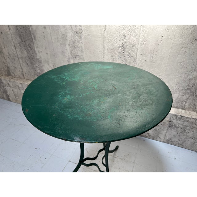 Forest Green Metal Gueridon Garden Table, 1950s For Sale - Image 4 of 7
