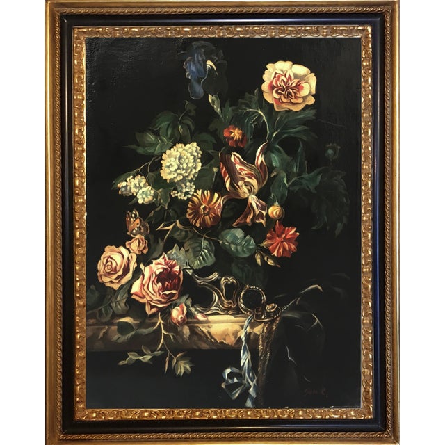 Roberto Suraci, Still Life Painting of Flowers, Oil on Canvas, Framed For Sale
