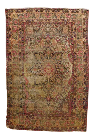 Genuine Hand Knotted Antique Persian Kerman Lavar Rug - 4′3″ × 5′9″