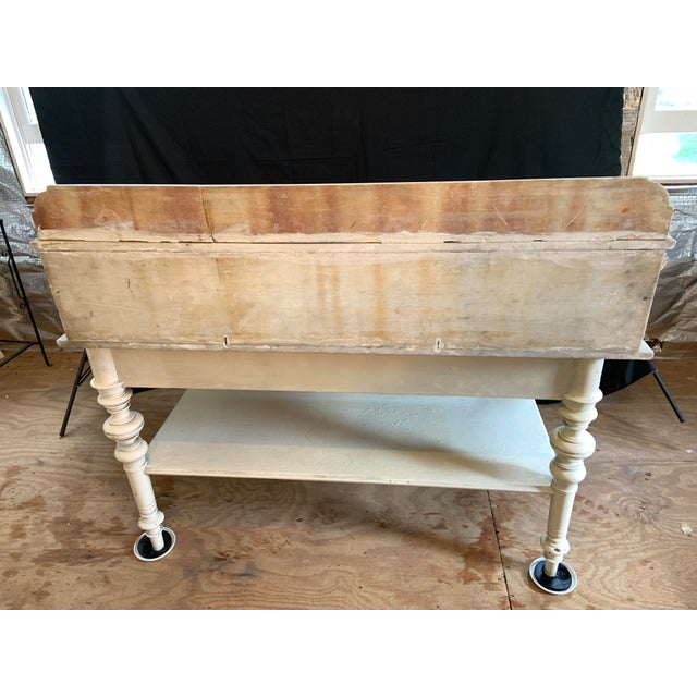 Large Vintage 19th Century French Marble Top Wash Stand - Turned Legs, Backsplash For Sale - Image 12 of 12