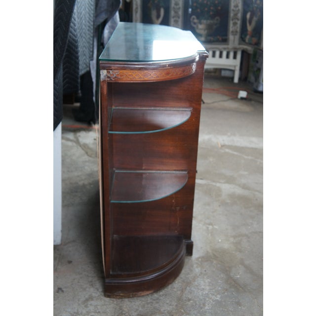 Brown Mid Century Demilune Chippendale Style Mahogany Console Table Hall Cabinet 47" For Sale - Image 8 of 15