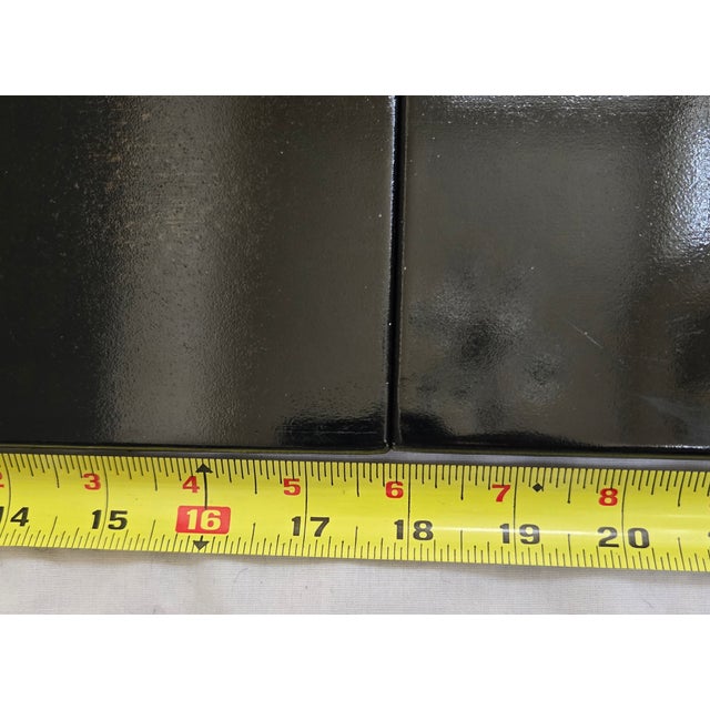 Mid 20th Century Two Panel Black Lacquered Koi Fish Lotus Flower With Dragon Fly Artist Signed For Sale - Image 12 of 15