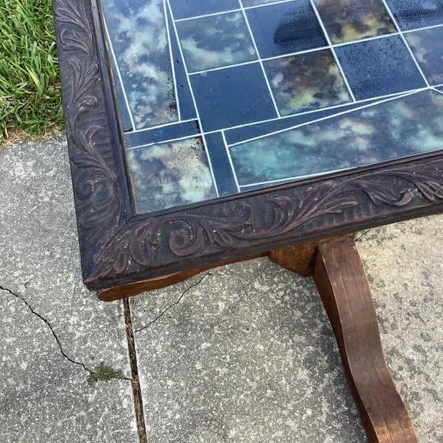 1940s Solid Oak & Marble Table Gaming Top For Sale - Image 4 of 7