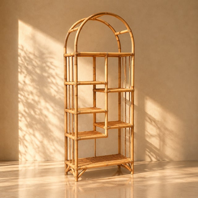 Bookcase in Bamboo, Malacca and Vienna Straw from Vivai del Sud, 1960, in Very Good conditions. Designed 1960 to 1969 This...