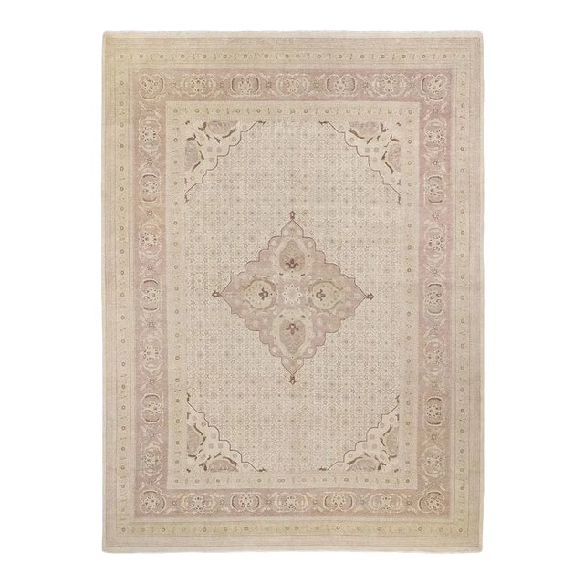 Mogul Collection Hand-Knotted Area Rug - Ivory 9' 2" x 12' 3" For Sale