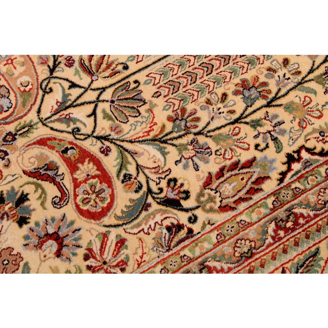 Shabby Chic Shabby Chic 1990's Pak-Persian Ivory/Green Wool Rug - 9'4'' X 13'6'' For Sale - Image 3 of 9