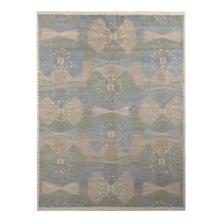 Rug & Kilim’s Scandinavian Style Rug in Green, Blue and Beige Geometric Pattern - 8x10 For Sale