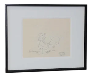 The Flintstones' Barney Rubble - Original Animation Art Signed by Hanna & Barbera C.1993