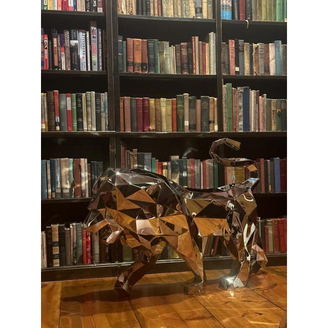 Contemporary Lion Stainless Steel Polygonal Sculpture For Sale - Image 3 of 8