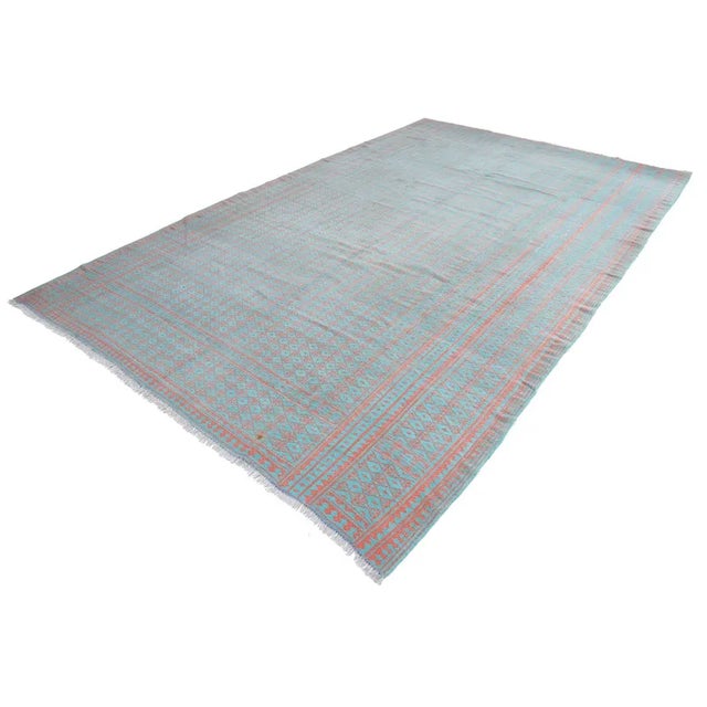 Reversible Persian Cotton Sumak Hand Woven Rug For Sale - Image 4 of 5