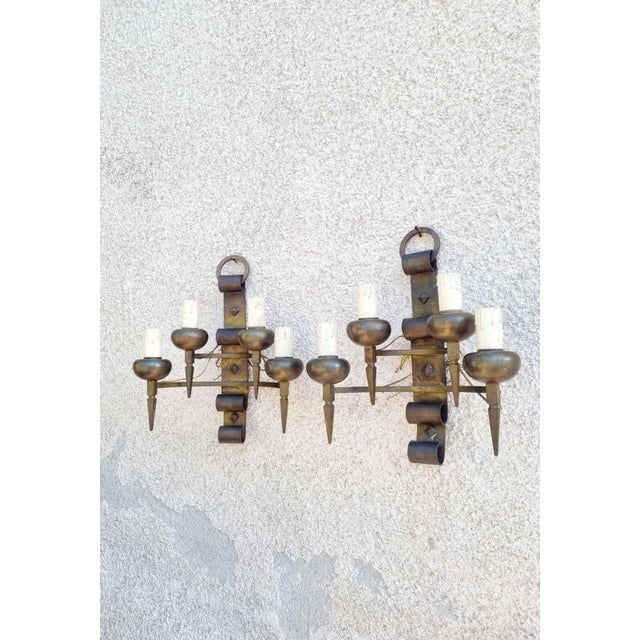 Brutalist Wall Lamps, Italy, 1960s, Set of 2 For Sale - Image 4 of 12