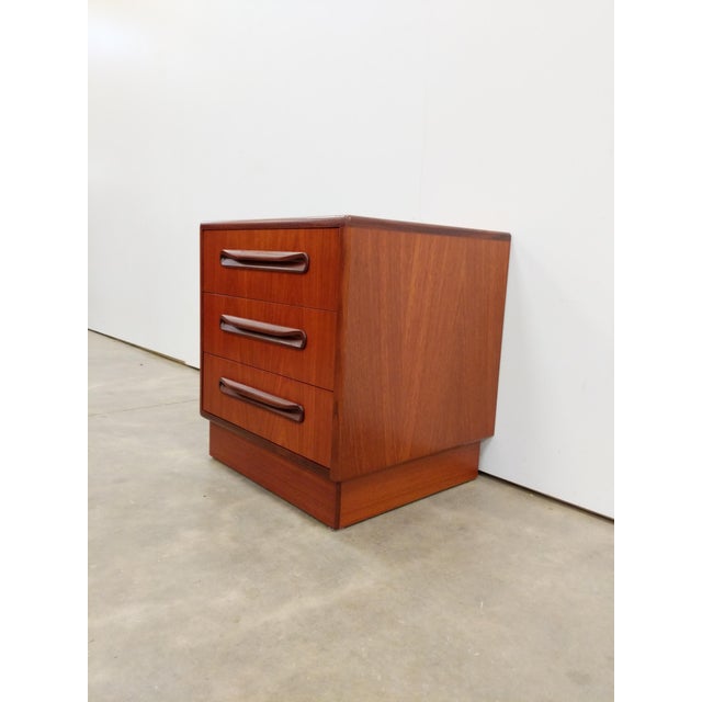 Authentic vintage mid century modern teak nightstand / chest of drawers. "Fresco" series designed by Victor B Wilkins for...