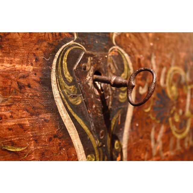 19th Century Antique European Dutch Hand-Painted Dome Top Chest For Sale - Image 12 of 14