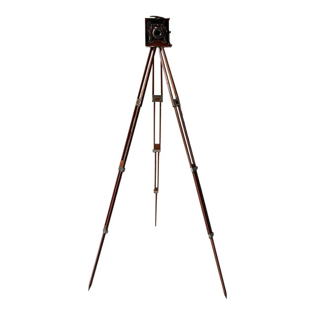 Vintage Wista Field 45 Wooden Large Format Camera on Extendable Tripod For Sale