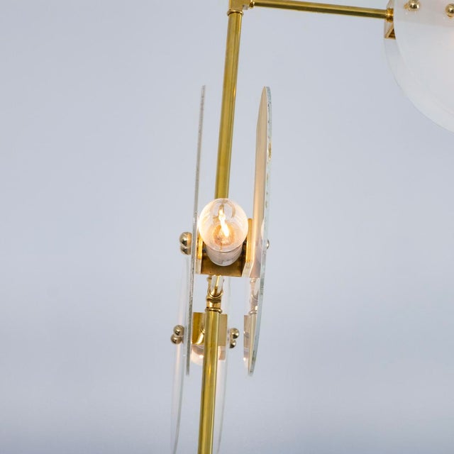 Modern brass chandelier with opaline glass shades For Sale - Image 12 of 12