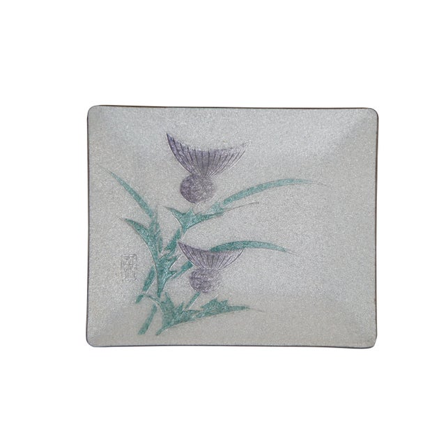 Japanese Vintage Japanese Tutanka Floral Enamel Cloisonné Trinket Sushi Dishes- Set of 2 For Sale - Image 3 of 10