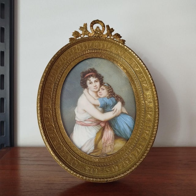 Antique Louis XVI French Miniature in Bronze After E. Vigee Lebrun for Belle Epoque, 1880 For Sale - Image 10 of 14