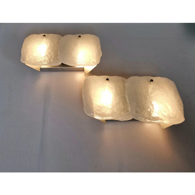 Metal Frosted Glass Wall Sconces from Kalmar Francken KG, 1970s, Set of 2 For Sale - Image 7 of 13