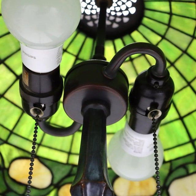 Vintage Tiffany Leaded Stained Glass Table Lamp With Acorn Shade 20thC For Sale - Image 6 of 15
