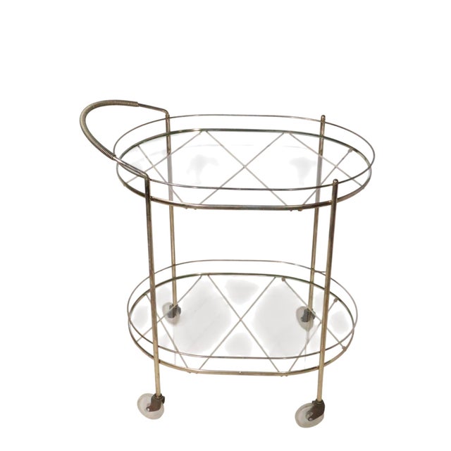 Mid Century Hollywood Regency Rolling Bar Serving Cart For Sale - Image 10 of 12