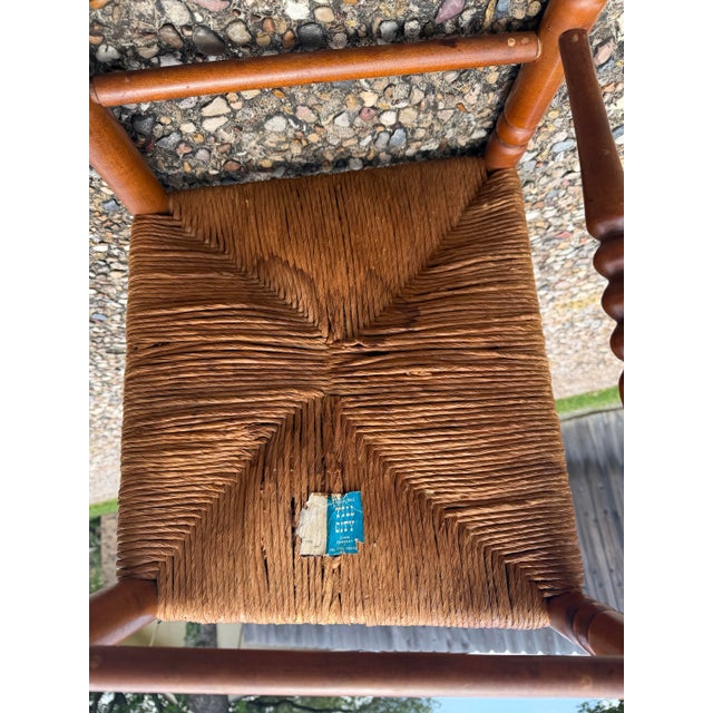 Vintage Tell City Chair Company Ladder-Back Rush Seat Chairs For Sale - Image 6 of 12