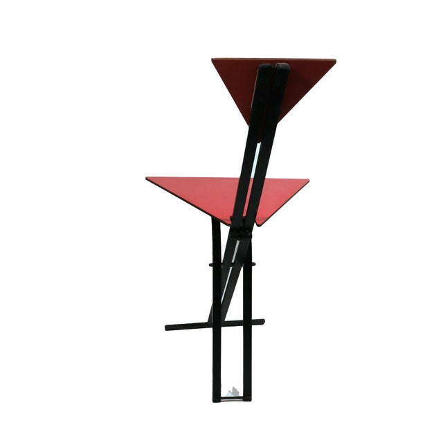 Postmodern Folding Chairs With Triangular Red Seats, Set of Four Circa 1985 Italy For Sale In Philadelphia - Image 6 of 17