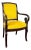 French Carved Wooden Armchair with Yellow Velvet, France, 1820 For Sale