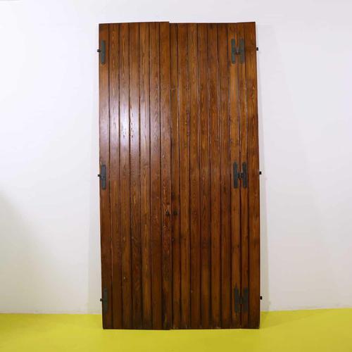 Wood Rustic Pine Double Slatted Door with Hardware For Sale - Image 7 of 11