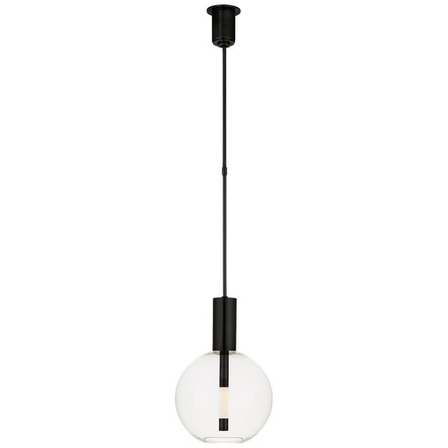 Nye Globe Pendant in Bronze with Clear Glass Designer: Kelly Wearstler Fixture Height: 19.25" Min. Custom Height: 31" O/A...