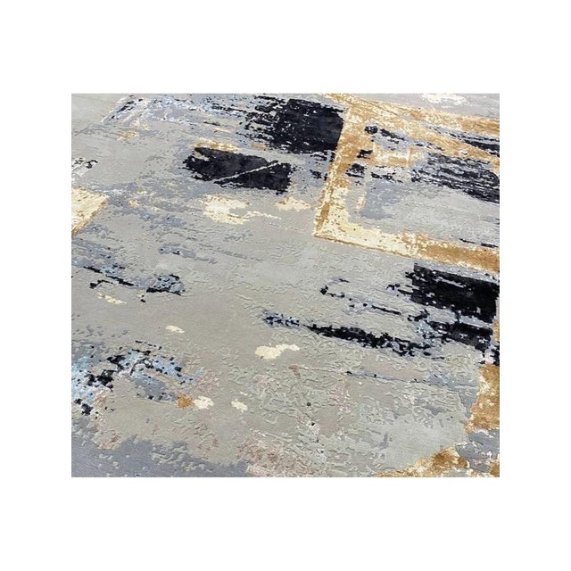 Gray Handwoven Modern Abstract Area Rug 9x12 For Sale - Image 8 of 12